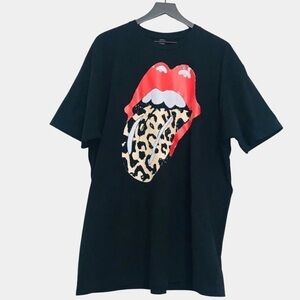 Tultex Red Lips Leopard Tongue Band Graphic T-Shirt Unisex XXL Top